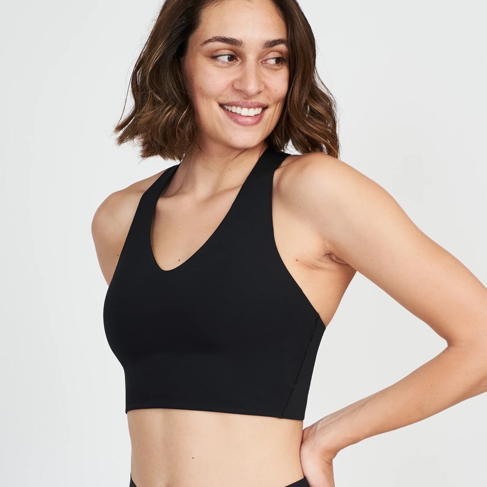NEW SPANX Longline Medium Impact Sports Bra In Black Size Medium